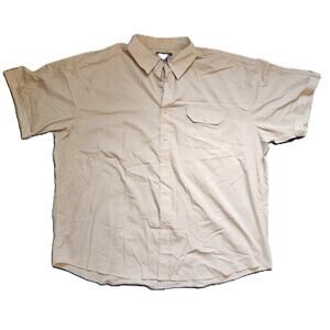 Basic Editions Mens 3xl Button up Collared Tan T-shirt